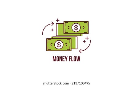 Icono de vector de elemento de contorno simple de flujo de dinero. Diseño plano de concepto empresarial