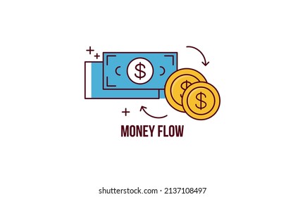 Money Flow Simple Outline Filled Element Vektorsymbol. Geschäftskonzept Flat Design