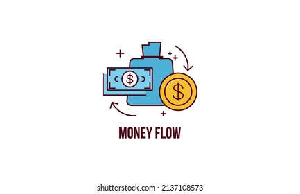 Money Flow Simple Outline Filled Element Vector Icon. Business Concept Flat Design