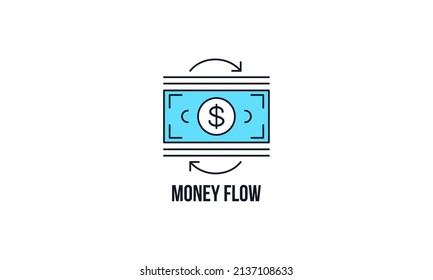 Money Flow Simple Outline Filled Element Vector Icon. Business Concept Flat Design