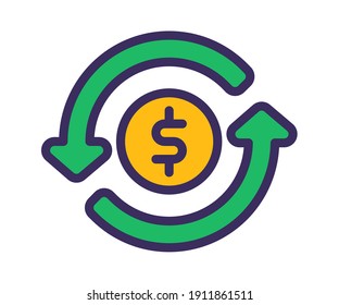 money flow turnover single isolated icon with filled line style
