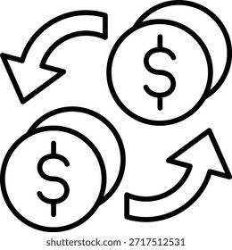 Icono de Vector de flujo de dinero. Se puede utilizar para aplicaciones de impresión, móviles y de Web.