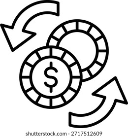 Icono de Vector de flujo de dinero. Se puede utilizar para aplicaciones de impresión, móviles y de Web.