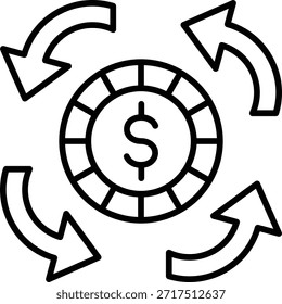 Icono de Vector de flujo de dinero. Se puede utilizar para aplicaciones de impresión, móviles y de Web.
