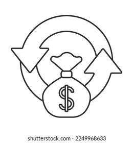 Money flow vector icon. Line sign for mobile concept and web design. Symbol, logo illustration. Vector graphics