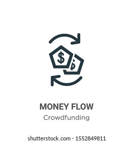 Money flow vector icon on white background. Flat vector money flow icon symbol sign from modern economy and finance collection for mobile concept and web apps design.