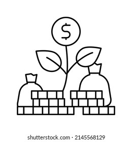 money flower line icon vector. money flower sign. isolated contour symbol black illustration