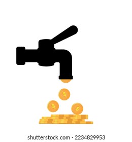 Money flows out of the tap.