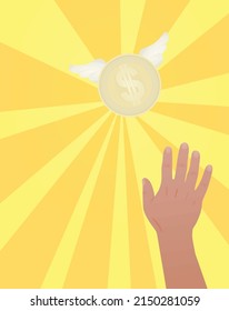 Money fly from hand. vector illustration