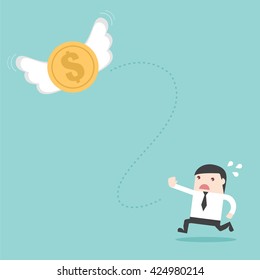 Money fly out of businessman. Flat design for business financial marketing banking advertisement office people life property stock fund commercial background in minimal concept cartoon illustration.