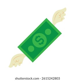Money Flying Angled Note Floating with Wings Currency Vector Financial Departure Icon