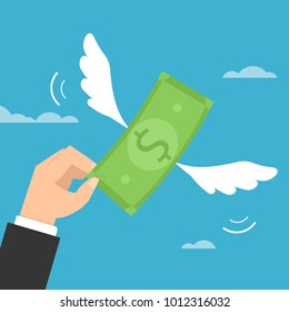 Money Flying Away. Concept Clipart Image