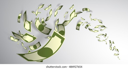 Money Flying Paper Art Style Vector Illustration