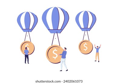money is flying with money symbol of business profit flat style illustration vector design