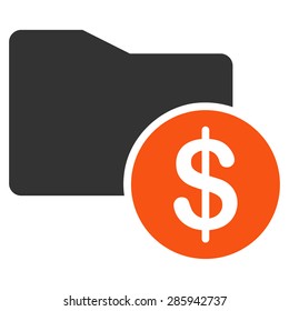 Money Folder icon from Business Bicolor Set. This flat vector symbol uses orange and gray colors, rounded angles, and isolated on a white background.