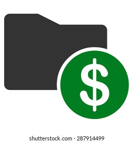 Money Folder icon from Business Bicolor Set. This flat vector symbol uses green and gray colors, rounded angles, and isolated on a white background.