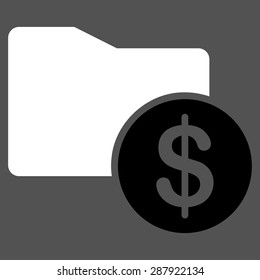 Money Folder icon from Business Bicolor Set. This flat vector symbol uses black and white colors, rounded angles, and isolated on a gray background.