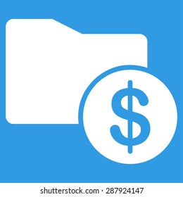 Money Folder icon from Business Bicolor Set. This flat vector symbol uses white color, rounded angles, and isolated on a blue background.