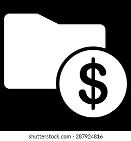 Money Folder icon from Business Bicolor Set. This flat vector symbol uses white color, rounded angles, and isolated on a black background.