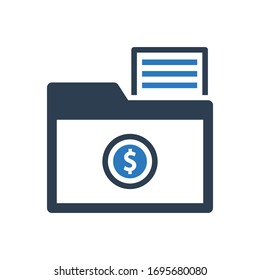 money folder icon with document file (vector illustration)
