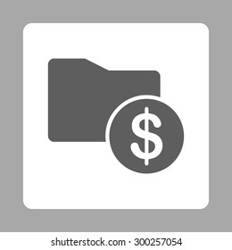 Money Folder icon. This flat rounded square button uses dark gray and white colors and isolated on a silver background.