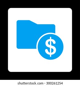 Money Folder icon. This flat rounded square button uses blue and white colors and isolated on a black background.