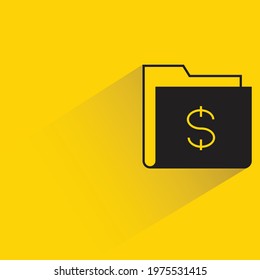 money folder shadow on yellow background