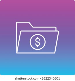 Icono de Vector de carpeta de dinero. Se puede utilizar para aplicaciones de impresión, móviles y de Web.
