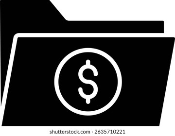 Icono de Vector de carpeta de dinero. Se puede utilizar para aplicaciones de impresión, móviles y de Web.