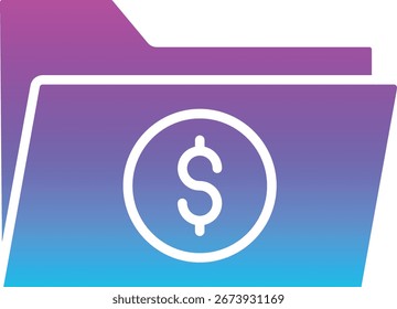 Icono de Vector de carpeta de dinero. Se puede utilizar para aplicaciones de impresión, móviles y de Web.
