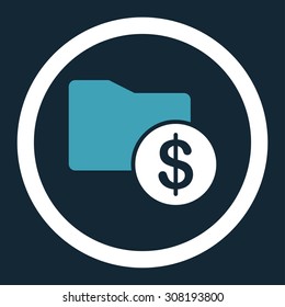 Money Folder vector icon. This flat rounded symbol uses blue and white colors and isolated on a dark blue background.