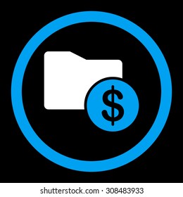 Money Folder vector icon. This flat rounded symbol uses blue and white colors and isolated on a black background.