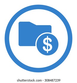 Money Folder vector icon. This flat rounded symbol uses cobalt color and isolated on a white background.