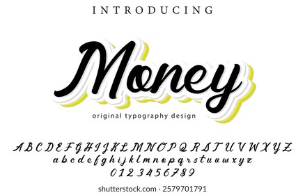 Money Font Stylish brush painted an uppercase vector letters, alphabet, typeface