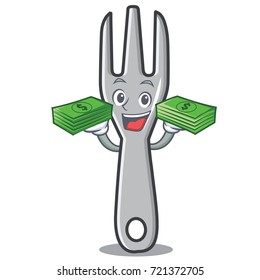 With money fork character cartoon style