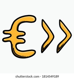 Money forward color vector icon. Drawing sketch illustration hand drawn line.