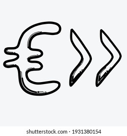 Money forward vector icon. Drawing sketch illustration hand drawn line.
