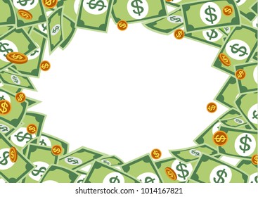 money frame with pile dollar, vector