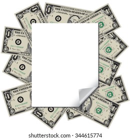 Money frames this blank page with space for your text