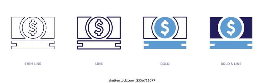 Money frauds icon in 4 different styles. Thin Line, Line, Bold, and Bold Line. Duotone style. Editable stroke.