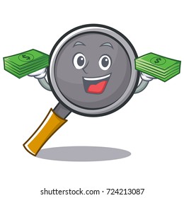 With money frying pan cartoon character