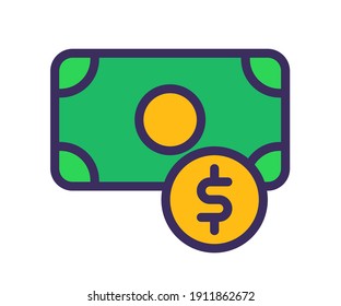 fondo de dinero céntimo icono aislado único con estilo de línea rellena