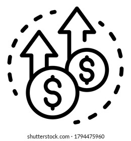 Money fund icon. Outline money fund vector icon for web design isolated on white background