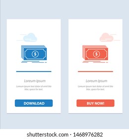 Money, Fund, Transfer, Dollar  Blue and Red Download and Buy Now web Widget Card Template. Vector Icon Template background