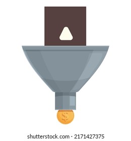 Money Funnel Icon Cartoon Vector. Monetize Streaming. Profit Lead