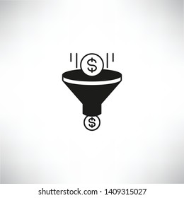 money funnel icon for dollar conversion concept