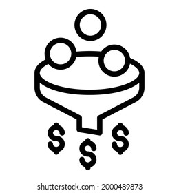 Money funnel icon. Outline Money funnel vector icon for web design isolated on white background