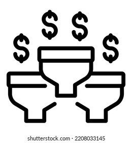 Money Funnel Icon Outline Vector. Business Success. Finance Strategy