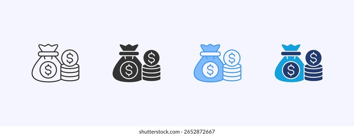 Conjunto de iconos de ganancia de dinero Colección de estilo múltiple