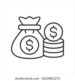 Money Gain Outline Icon Vector Illustration